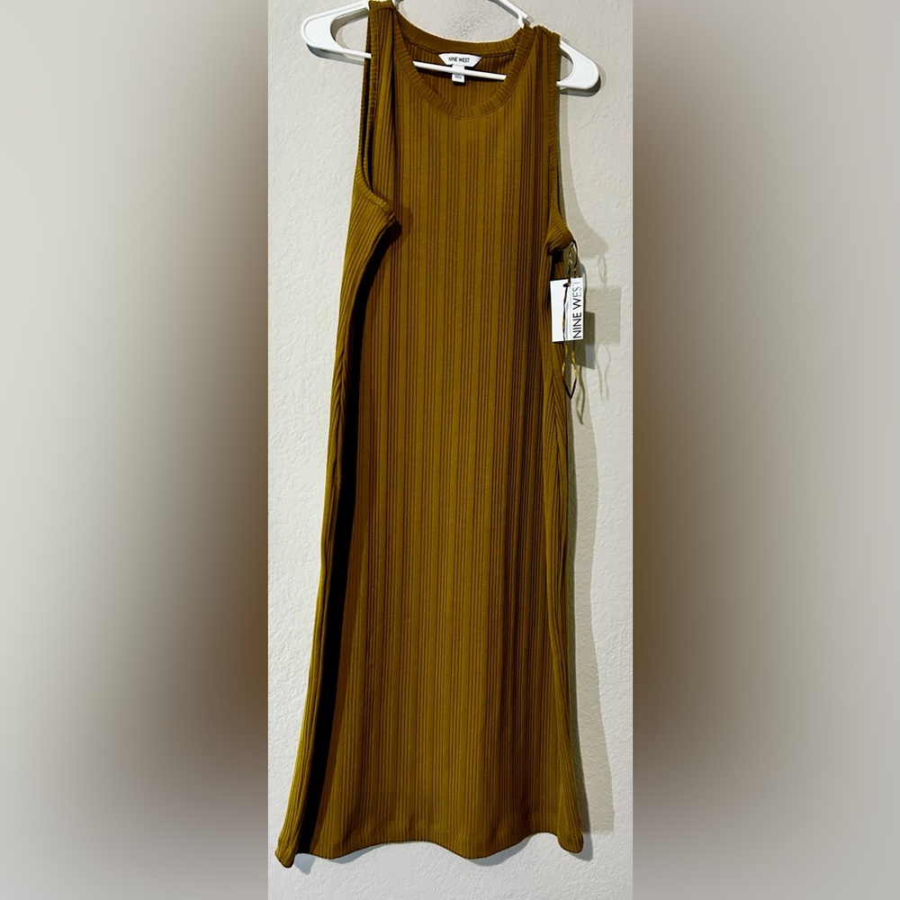 Nine West High Low Dress in Olive Green